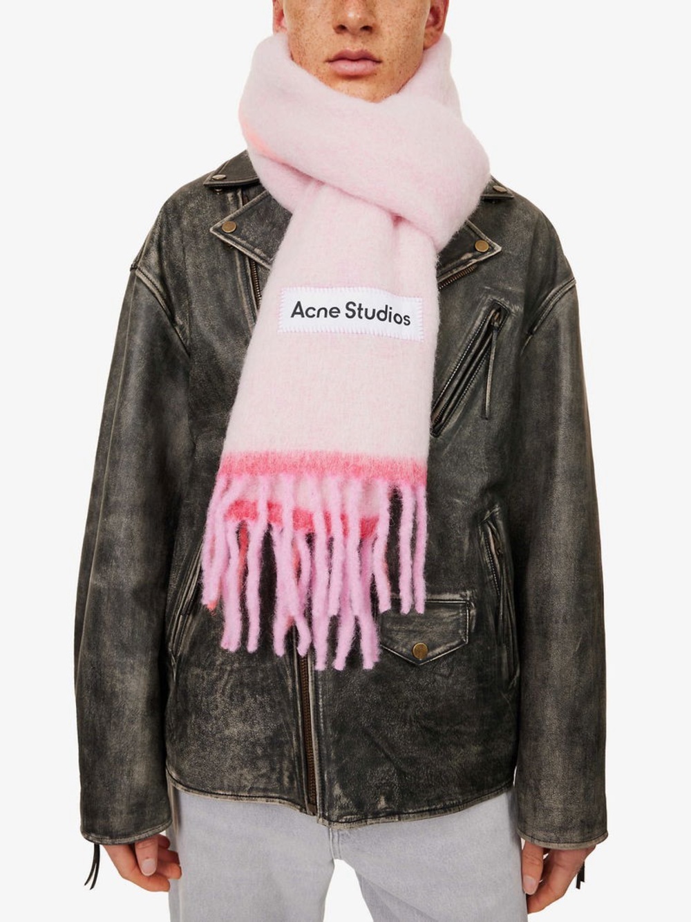 Acne Studios Pink Alpaca & Mohair Fringe Scarf - Picture 1 of 3